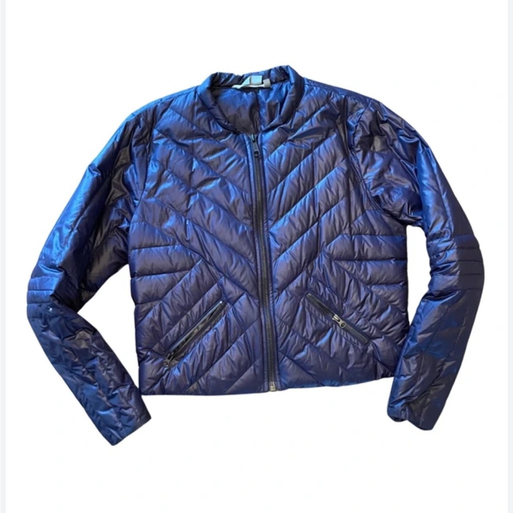 Athleta Navy Quilted Shiny Jacket